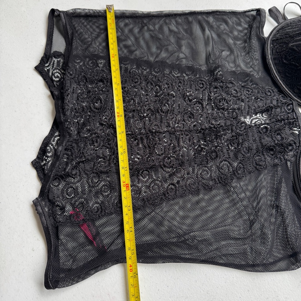 Seven Til Midnight Lingerie Babydoll Women's Size 1X/2X Black Lace Sexy Romantic - Picture 7 of 12